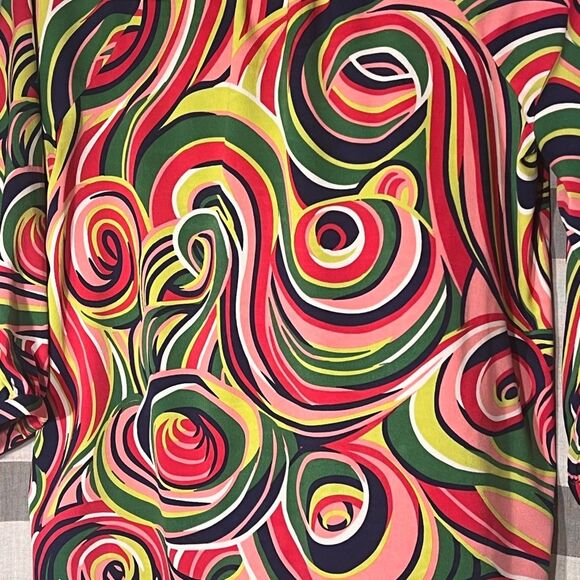 Buckhead Bettie’s blouse v neck tie band at arm bright colors swirl size S - Picture 4 of 6